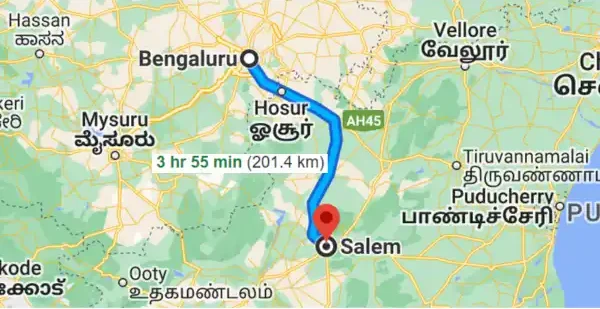Our Bangalore to Salem drop taxi route